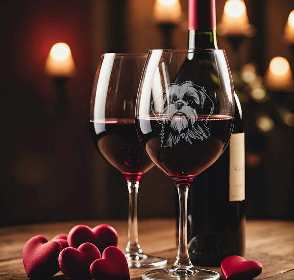 Sklenice na víno s gravírováním Shih-tzu